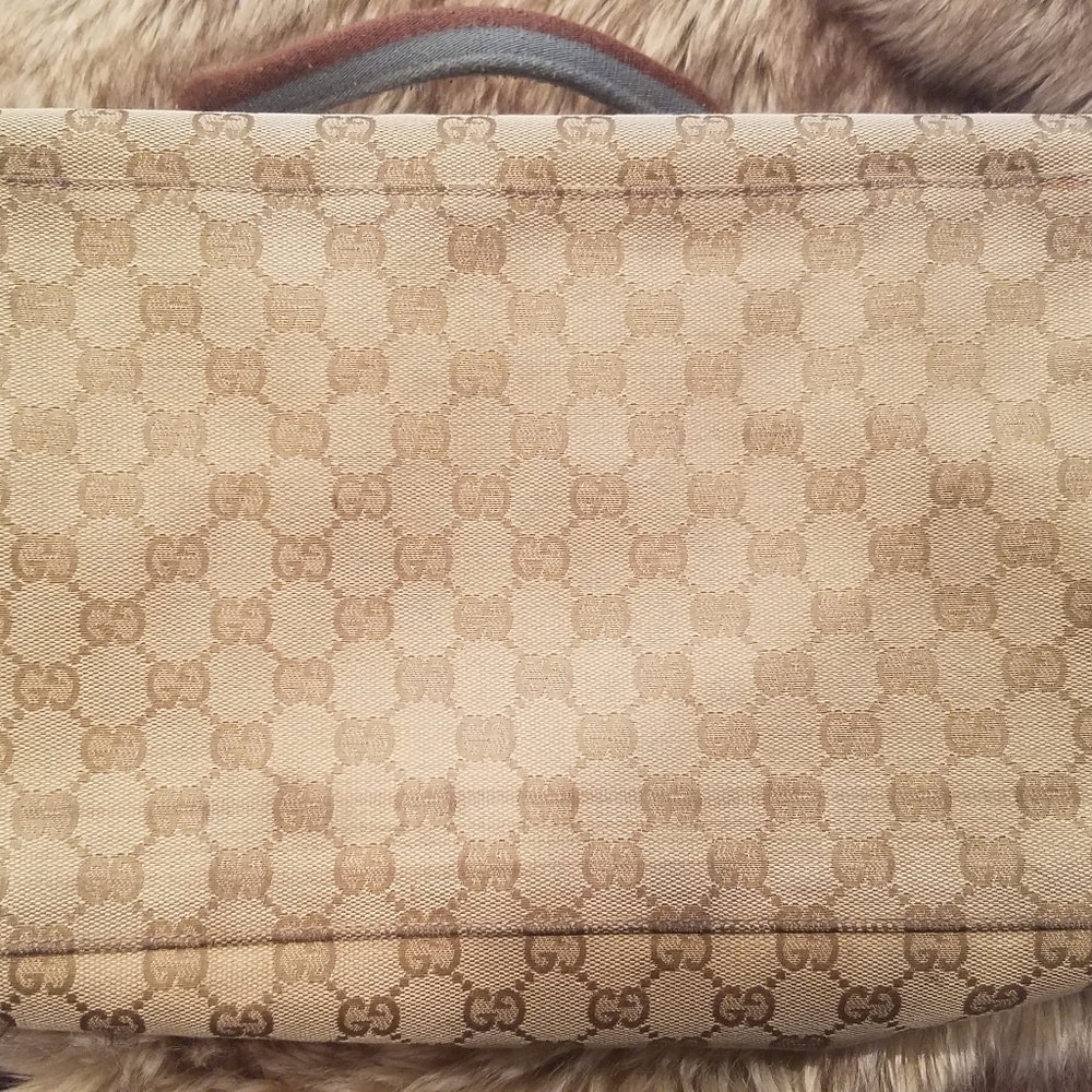 Gucci Monogram Web Carry on Travel Duffle Vintage Canvas w/Blue leather - Picture 9 of 16